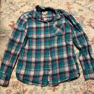 Field & Stream Teal and Purple Plaid Shirt